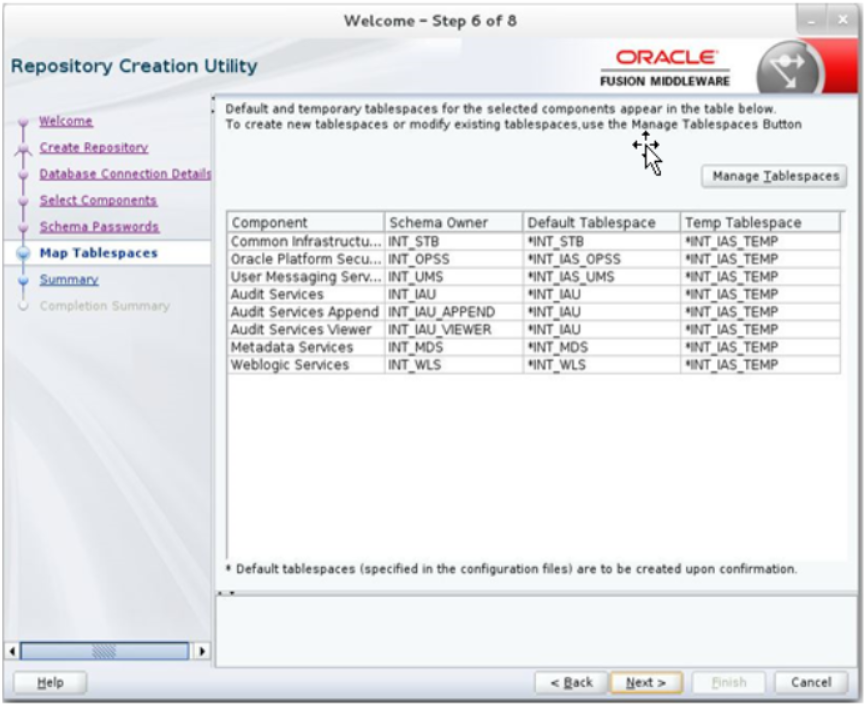 details of tablespaces